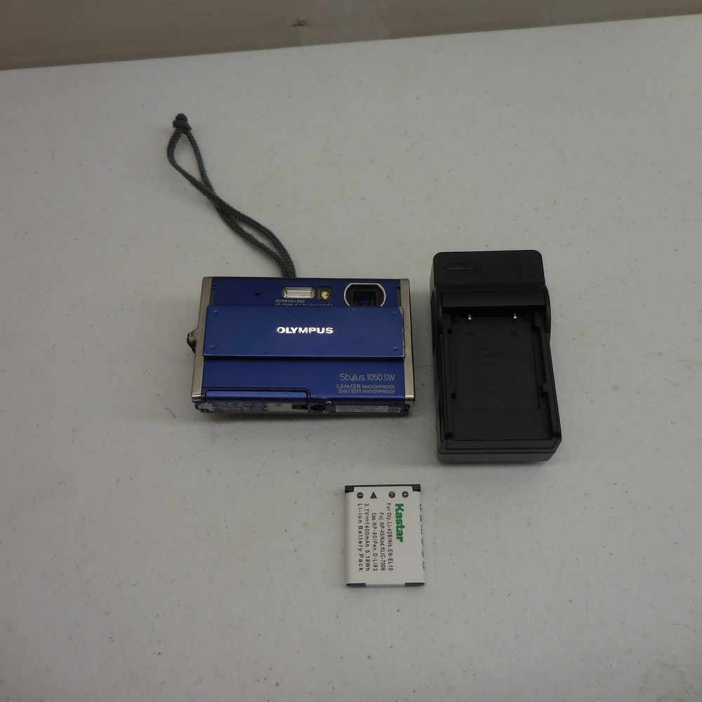 Olympus Stylus 1050 SW 10.1MP Digital Camera Blue Waterproof Shockproof Bundle